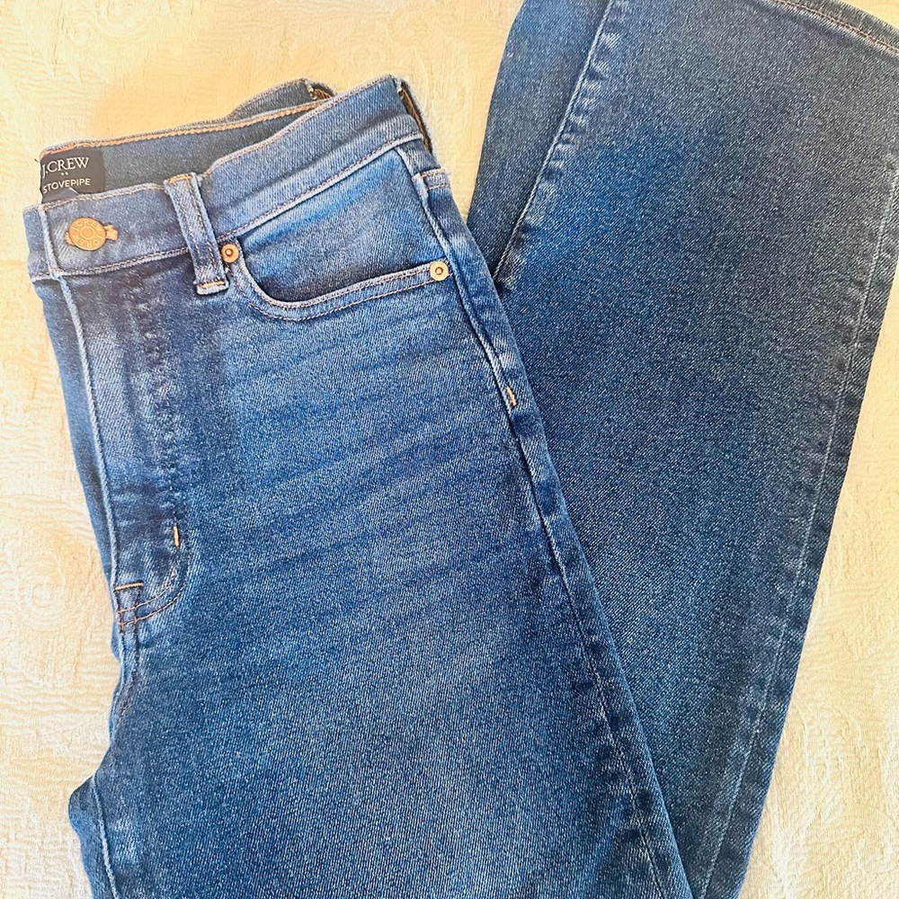 J. Crew Factory High-Rise Stovepipe (stretch) Women's Blue Jeans